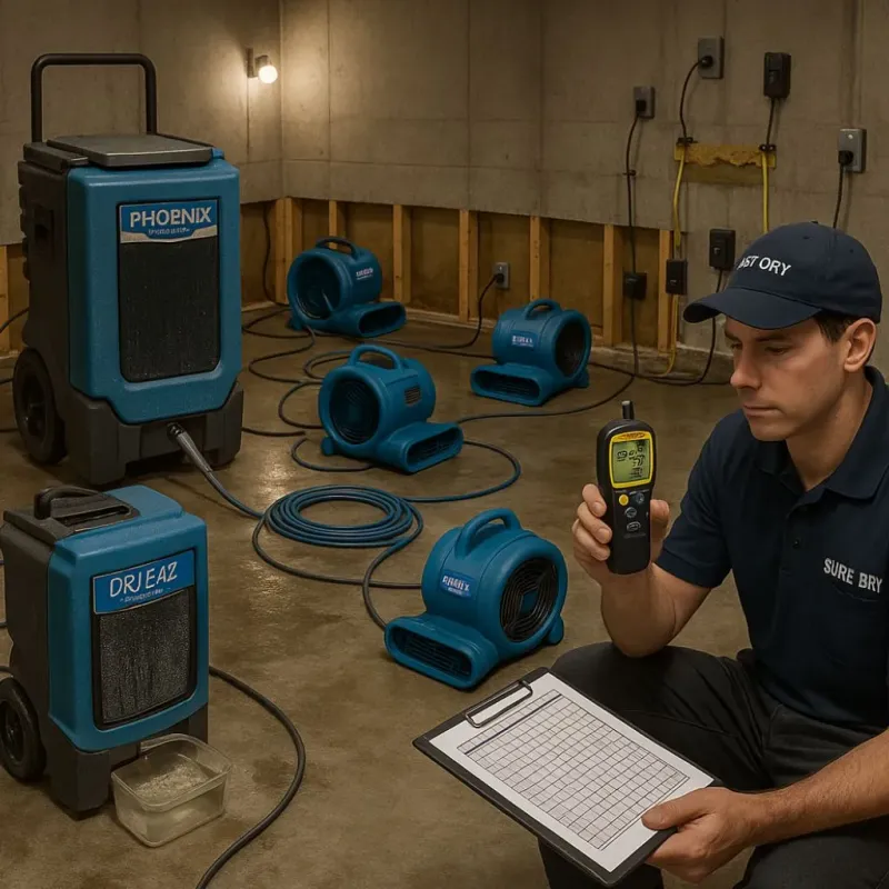 Structural Drying and Dehumidification process in Pennsauken, NJ